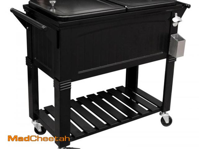 Lot 74-12203484 - Permasteel 80 Quart Portable Rolling Patio Party Cooler in Antique Black - UNUSED