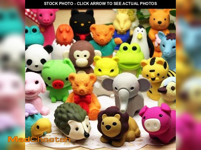 Lot 74-12221897 - URSKYTOUS 60Pcs Animal Erasers Desk Pets for Kids Animal Pencil Erasers Bulk Puzzle Eraser Toys Gift...