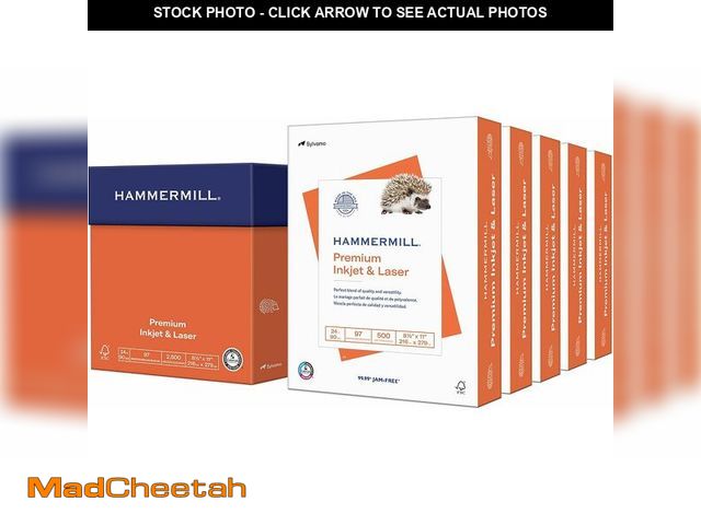 Lot 74-14068104 - Hammermill Printer Paper, Premium Inkjet &amp; Laser Paper 24 Lb, 8.5 x 11-5 Ream (2,500 Sheets) - 9...