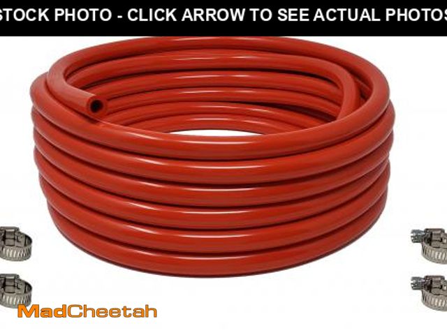 Lot 74-11556394 - Sealproof Red 5/16-Inch ID, 9/16-Inch OD Food Grade Tubing, 25 FT, CO2 Gas Line with 8 Hose Clamps, ...
