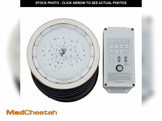 Lot 74-12716085 - Poolexa 10 Inch LED Multicolor Inground Pool Light Ã¢â¬â Stainless Steel Housing, 150ft Cord, RGB...