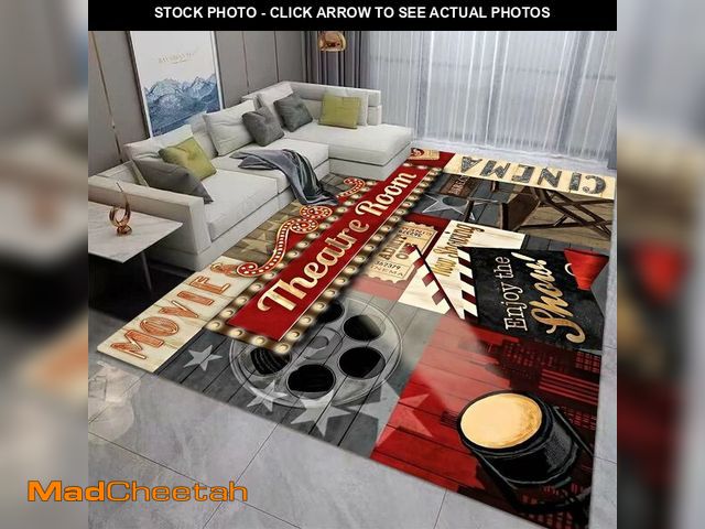 Lot 74-13418571 - Vintage Home Theater Red Cinema Movie Theater Area Rugs Home Decor Floor Mat Non-Slip Carpets Throw ...