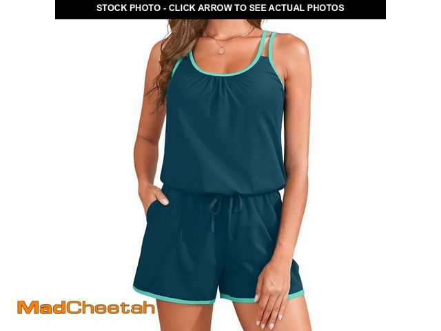 Lot 74-13720380 - Tempt Me Romper Swimsuits - Women One Piece Bathing Suit with Shorts Boyleg Swimwear with Pockets 20...