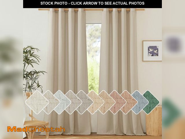 Lot 74-12704153 - NICETOWN Thick Linen Curtains Privacy with Light Filtering, Grommet Semi Sheer Not See Through Linen...