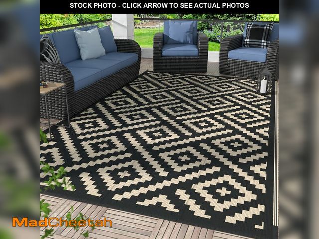 Lot 74-14147769 - GENIMO 5'x8' Outdoor Rug Waterproof, Reversible Mats, Area Rug, Plastic Outside Carpet, Geometric Rv...