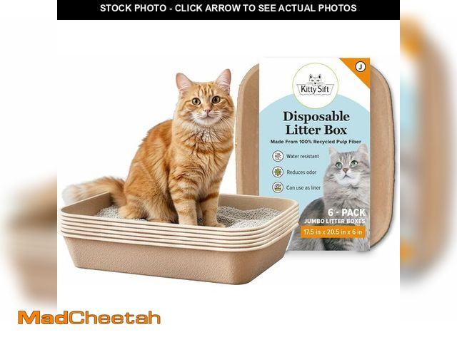 Lot 74-14581920 - Kitty Sift Disposable Cat Litter Box Jumbo, 6 Count, Durable and Portable for Travel and Home, Eco-F...