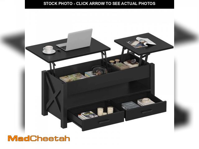Lot 74-12105531 - Seventable Coffee Table, 47.2" Lift Top Coffee Table with 2 Storage Drawers and Hidden Compartment, ...