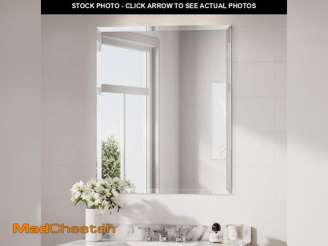 Lot 74-12773362 - KeonJinn 30 in. W x 36 in. H Rectangular Beveled Frameless Wall Mount Bathroom Vanity Mirror Decorat...