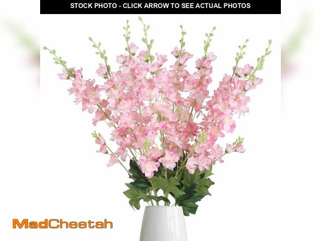 Lot 74-12436151 - Fqueelvys 8PCS Pink Flowers 33.5'' Long Stem Artificial Delphinium Flowers Fake Larkspur Flowers for...