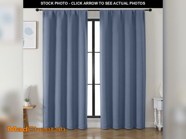 Lot 74-13965373 - Simplebrand Ava Denim Blackout Curtains for Bedroom 84 Inch Length 2 Panels Set, Solid Thermal Insul...