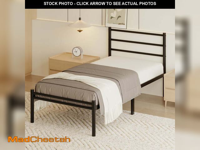 Lot 74-14260355 - Roomdiary 14 inch Twin Bed Frames with Headboard and Footboard, Easy Assembly Heavy Duty Metal Platf...