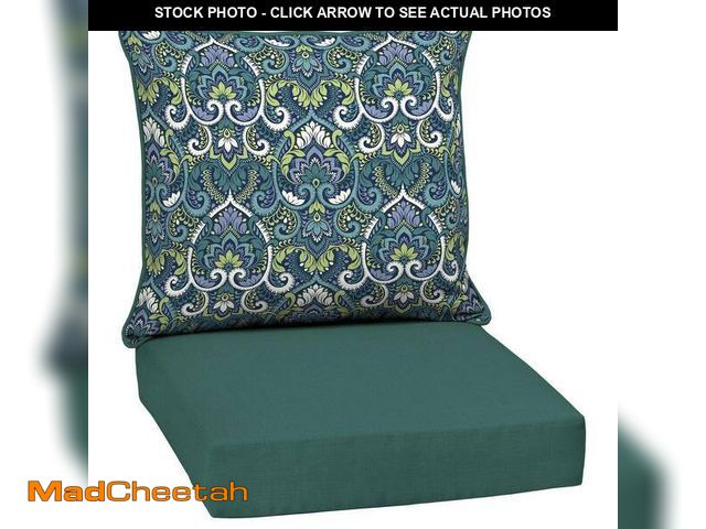 Lot 74-14242259 - ARDEN 24 in. x 24 in. 2-Piece Deep Seating Outdoor Lounge Chair Cushion in Sapphire Aurora Blue Dama...