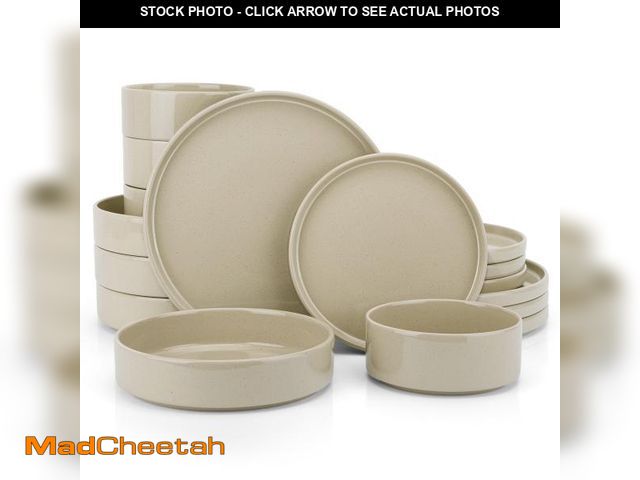Lot 74-12487035 - Vesteel 16 Pieces Dinnerware Sets, Premium Stoneware Dishes Set for 4, Speckled Plates and Bowls Set...