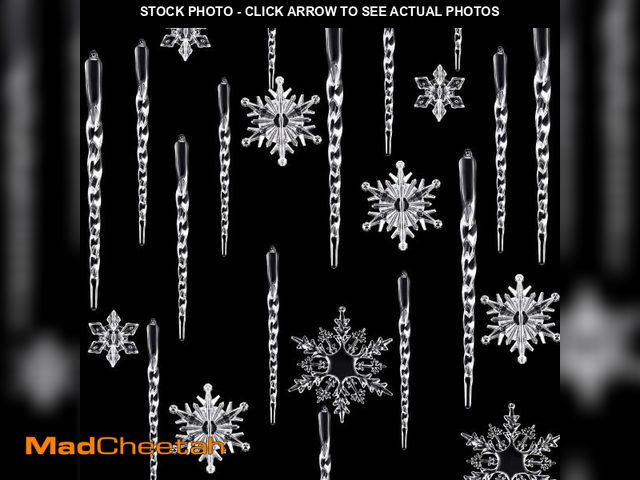 Lot 74-12386754 - Chuangdi 72 Pieces Christmas Icicle Ornaments for Tree Acrylic Snowflake Ornaments Hanging Drop Snow...