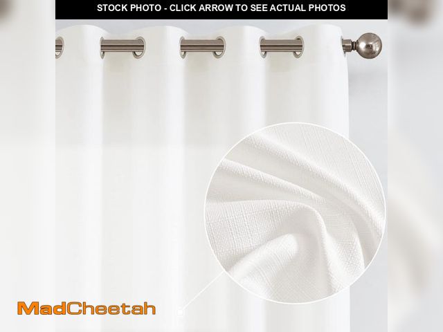 Lot 74-11551858 - jinchan Curtains Linen Textured Casual Weave Curtain for Living Room Grommet Top Light Filtering Win...