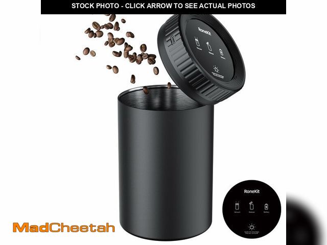 Lot 74-13523745 - RoneKit Vacuum Coffee Canister 1.6L Airtight Food Storage Container Automatic Stainless Steel Coffee...