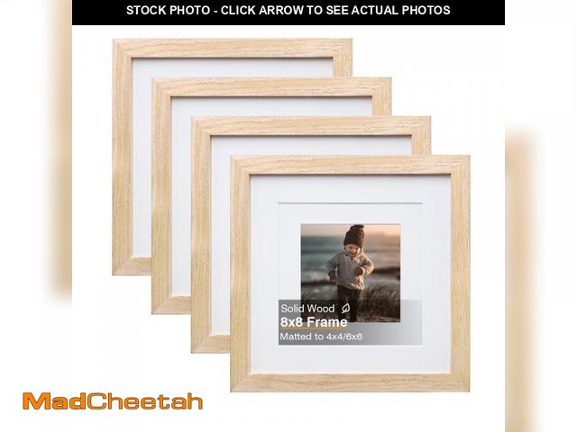 Lot 74-11552293 - KINLINK 8x8 Picture Frame, Natural Square Solid Wood Frames for Pictures 4x4 and 6x6 with Mat or 8x8...