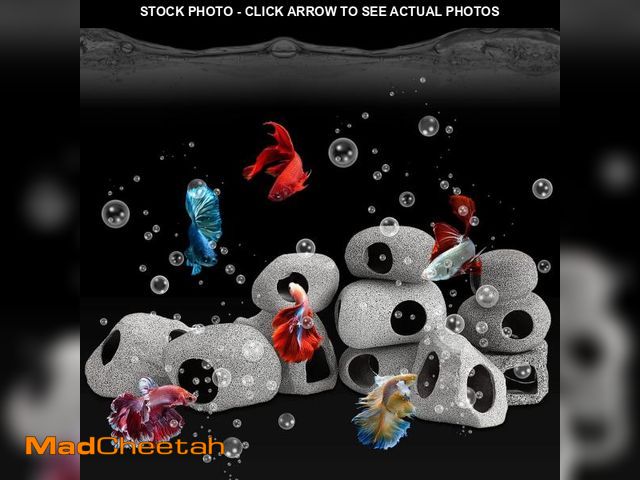 Lot 74-12328869 - Lyrow 10 Pieces Aquarium Hideaway Rock Cave Stackable Fish Tank Decorations for Aquatic Pets to Bree...