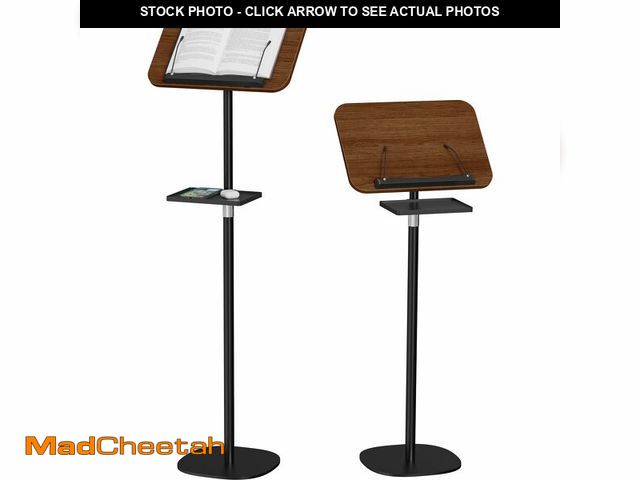 Lot 74-14213645 - Snughome Floor Book Stand with Removable Tray, Wood Standing Book Stand for Reading, Height Adjustme...