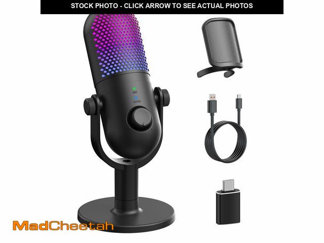 Lot 74-14214746 - USB Microphone for PC Gaming: Condenser Microphone RGB for Gamer with Stand Mic - Recording Mic for ...