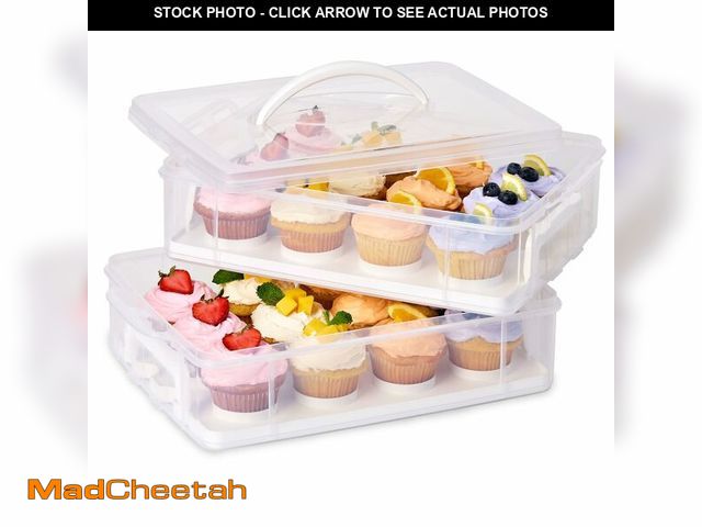Lot 74-12977903 - Snapware (2-Layer, 24 Cupcakes Plastic Detachable Cupcake Carrier Storage Container With Lid and Han...