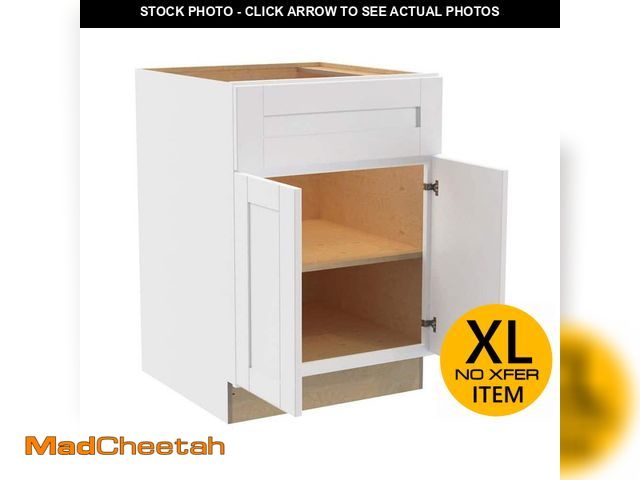 Lot 74-13738464 - Contractor Express Cabinets Arlington Vesper White Plywood Shaker Stock Assembled Base Kitchen Cabin...