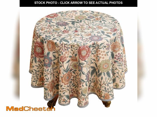 Lot 74-12698799 - bilin gaier Designer Linen Small Round Tablecloth,Vintage William Morris Floral Table Cloth with Col...