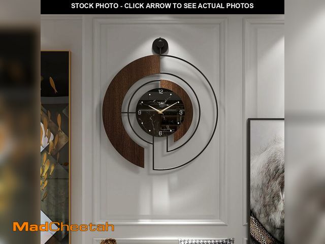 Lot 74-13927769 - VIVIFLYSE Modern Walnut Marble Dial Wall Clock, Large Wood Metal Frame Silent Non Ticking Wall Clock...