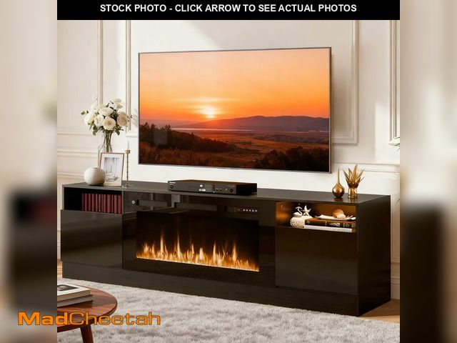 Lot 74-13281504 - MXV Fireplace TV Stand insert LED Light Entertainment Center with 36" Electric Fireplace, Modern -Bl...