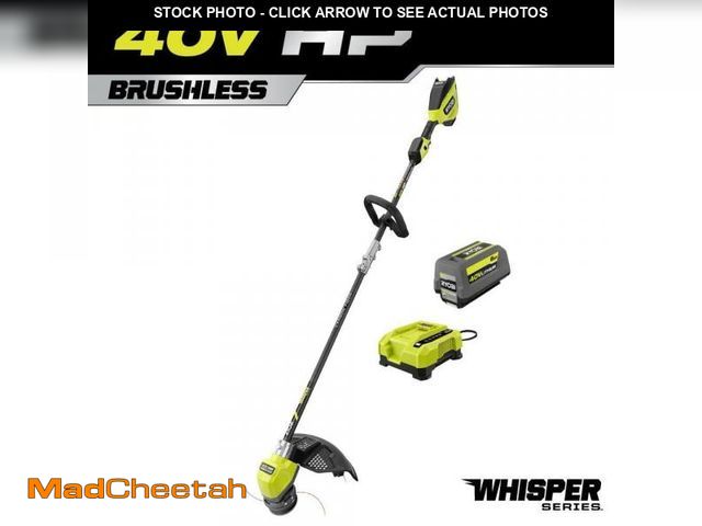 Lot 74-12055148 - RYOBI 40V HP Brushless Whisper Series 17 in. Cordless Battery Carbon Fiber Shaft String Trimmer w/ 6...