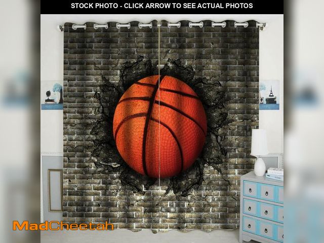 Lot 74-13964611 - QH Basketball on The Brick Window Curtain Blackout Panels - Thermal Insulated &amp; Light Blocking -...