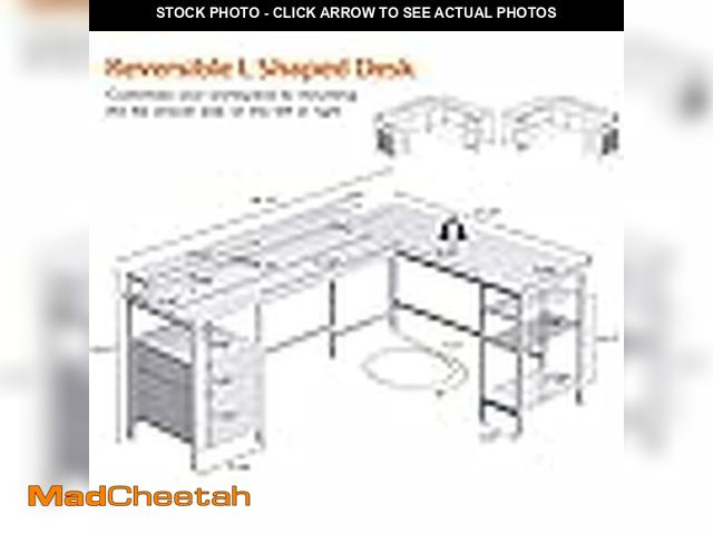 Lot 74-12763184 - Furologee 66Ã¢â¬Â L Shaped Desk with Power Outlet, Reversible Computer Gaming Desk with File Drawe...