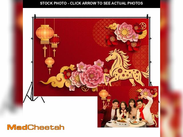 Lot 74-13469517 - AOFOTO 10x7ft Happy Chinese New Year Backdrop China Spring Festival Lunar Year of The Horse Decorati...