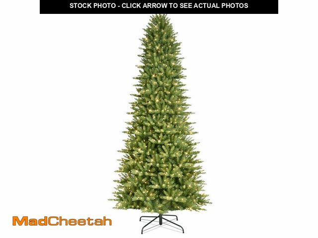 Lot 74-12784563 - Puleo International 10ft Pre-Lit Slim Fraser Christmas Tree with 900 Clear Lights, 2557 Realistic De...