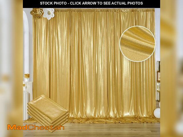 Lot 74-12708314 - 20ftx10ft Gold Sequin Backdrop Curtain for Parties, 4 Panels 5x10FT Shimmer Wrinkle Free Glitter Pho...