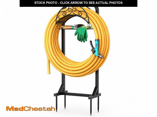 Lot 74-14271471 - Protytan Garden Hose Holder Water Hose Reel Stand with Storage Basket Holds 160ft, Heavy Duty Freest...