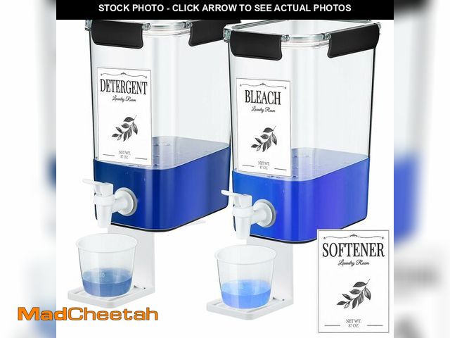Lot 74-14213648 - Soaoo 2 Pcs Laundry Detergent Dispenser 87 oz Liquid Soap Dispenser with Faucet for Laundry Room 2 L...