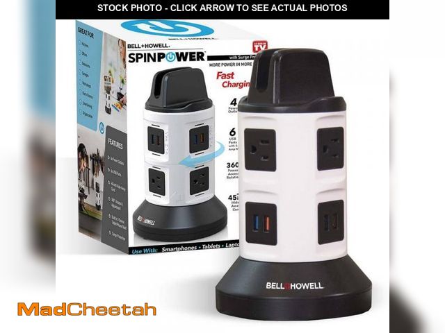 Lot 74-12491636 - Bell + Howell 4-Outlets / 6 USB Spin Power - The Ultimate Smart Charging Station - UNUSED