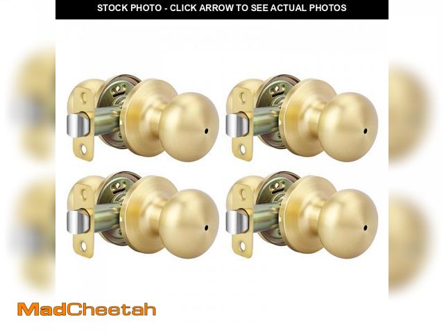 Lot 74-11550796 - Haidms Gold Door Knobs Interior, Privacy Interior Door Knob for Bedroom or Bathroom Classic Gold Rou...