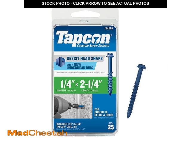 Lot 74-14363741 - 1/4 in. x 2-1/4 in. Star Flat-Head Concrete Anchors (25-Piece) - UNUSED