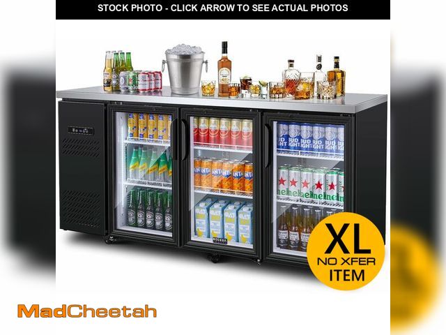 Lot 74-14611064 - (ONE DOOR IS BROKEN) BODEGA BODEGACOOLER Commercial Bar Cooler with 3 Glass Doors, 20.5 Cu.Ft Back B...