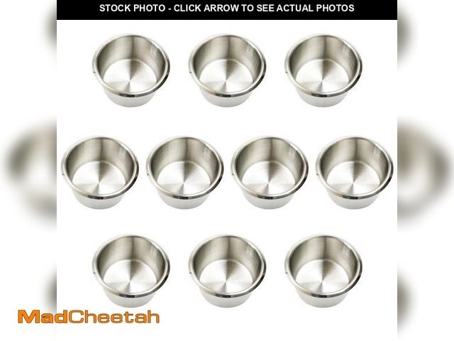 Lot 74-12049324 - Game Table Cup Holder Insert - 10 Stainless Steel Drop in Large Drink Cup Holders,Boat Poker Table R...