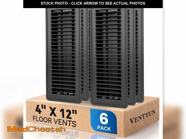 Lot 74-14273771 - VENTYUN 4" x 12" Floor Register Vent Covers 6-Pack, Walkable Powder-Coated Metal Vent Covers with Ad...