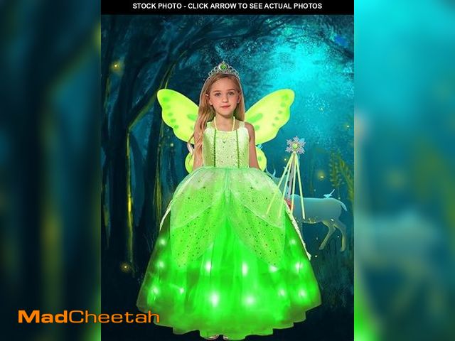 Lot 74-11859413 - (MISSING WINGS ) Fairy Costume for Girls LED Light Up Fairy Princess Dress for Halloween Cosplay Cos...