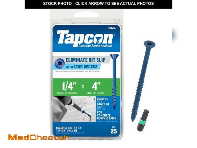 Lot 74-12555093 - 1/4 in. x 4 in. Star Flat-Head Concrete Anchors (25-Piece) - UNUSED