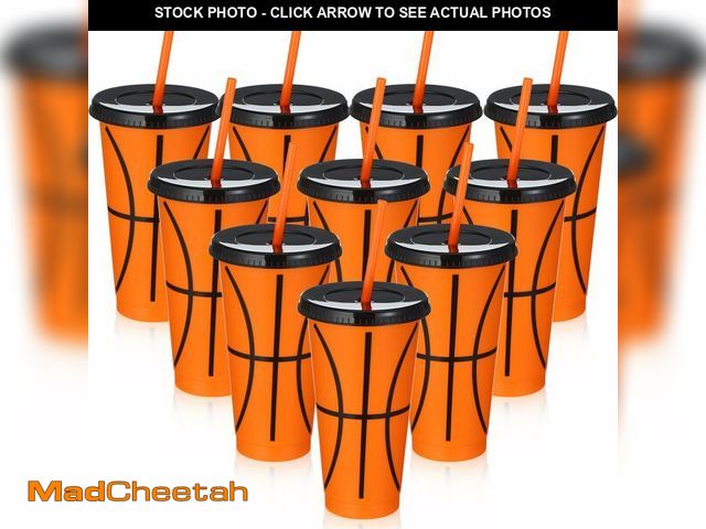 Lot 74-12452655 - Domensi 24 Pcs Plastic Cups with Lid and Straw 24 oz Reusable Plastic Tumbler Party Favors Water Bot...