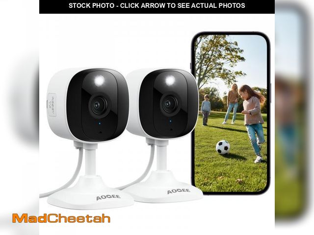 Lot 74-11546411 - AOQEE 2K Cameras for Home Security-Outdoor/Indoor Camera for Dog/Cat/Pet/Nanny/Baby, Color Night Vis...