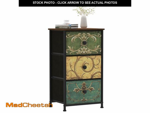 Lot 74-13575464 - Tohomeor Small Dresser for Bedroom with Retro Flower Narrow Drawers Slim Chest of Drawers Skinny Nig...