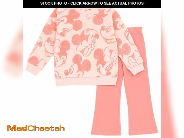Lot 74-13054733 - Disney Mickey Mouse Minnie Mouse Toddler Girls FleeceSweatshirt and Flare Leggings Outfit Set Pink 2...