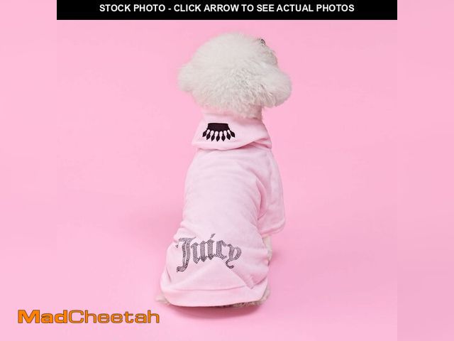 Lot 74-14049428 - Juicy Couture Bling Velour Pet Hoodie - Pink - M/L (7-12 lbs.) - Pet Hoodies for Small Dogs or Cats ...